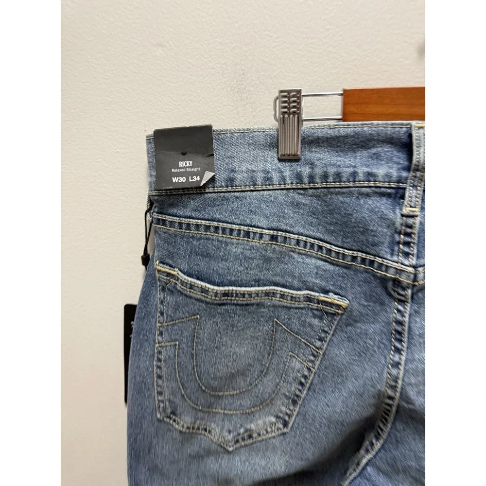 True Religion Ricky Straight Jeans Men's 30x34 Light Autumn Walk Wash NWT